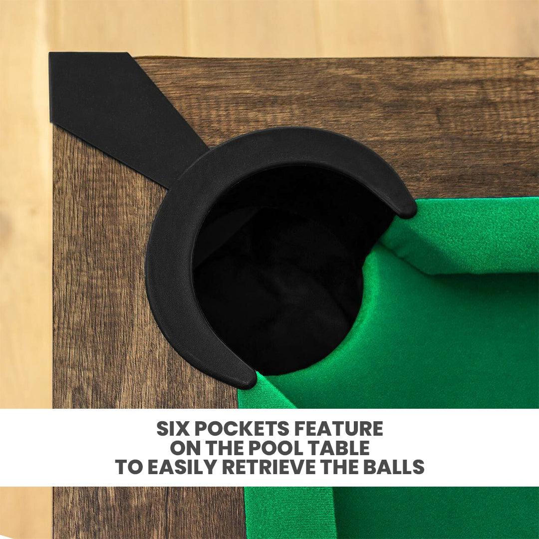 Pinpoint Pool Table - 7ft Wooden Finish Table + 2x Cues, Balls, Chalk & Triangle Sports - Tophatter Daily Deals