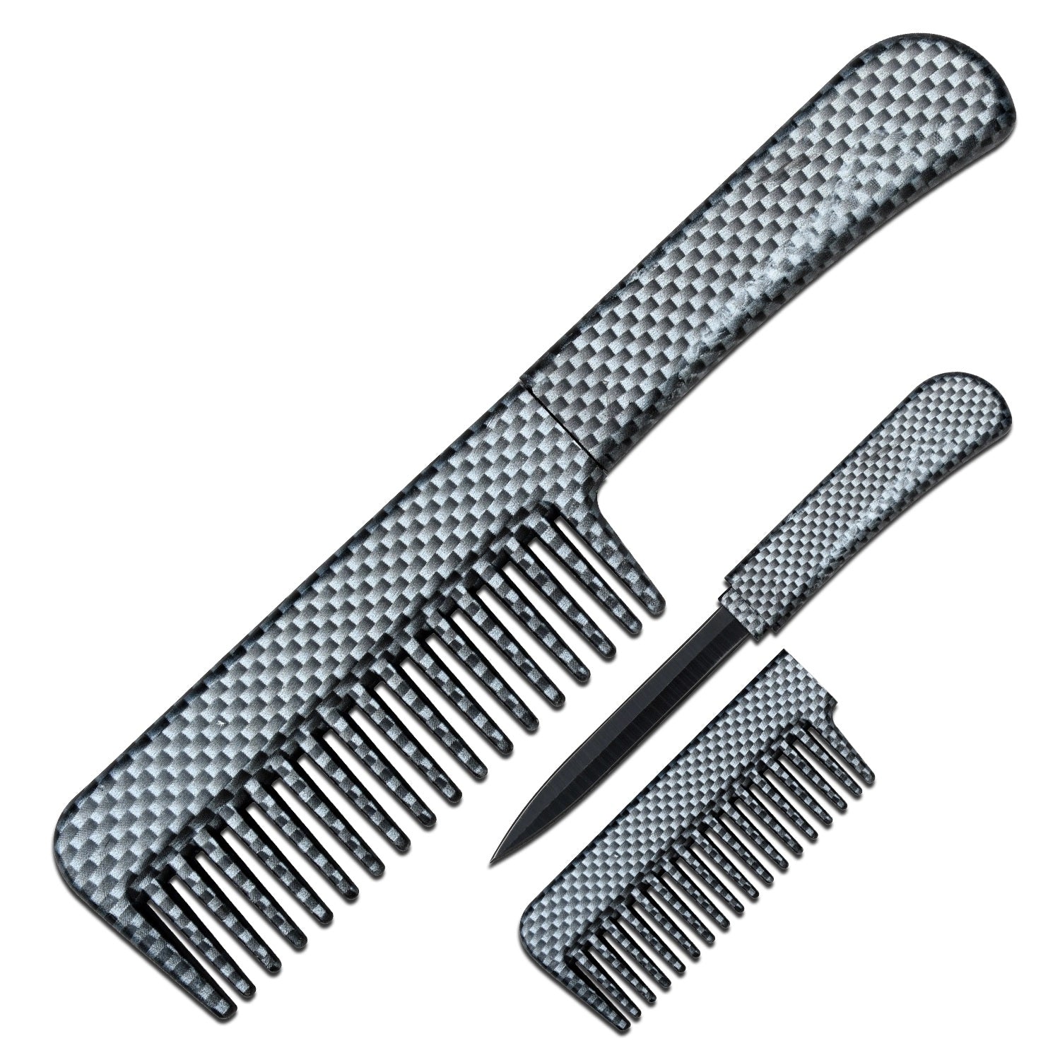 Self Defense Brush Comb With Hidden Knife - Carbon Fiber - Tophatter's Guns'N'Weapons Store Collectible Weapons - Tophatter Daily Deals