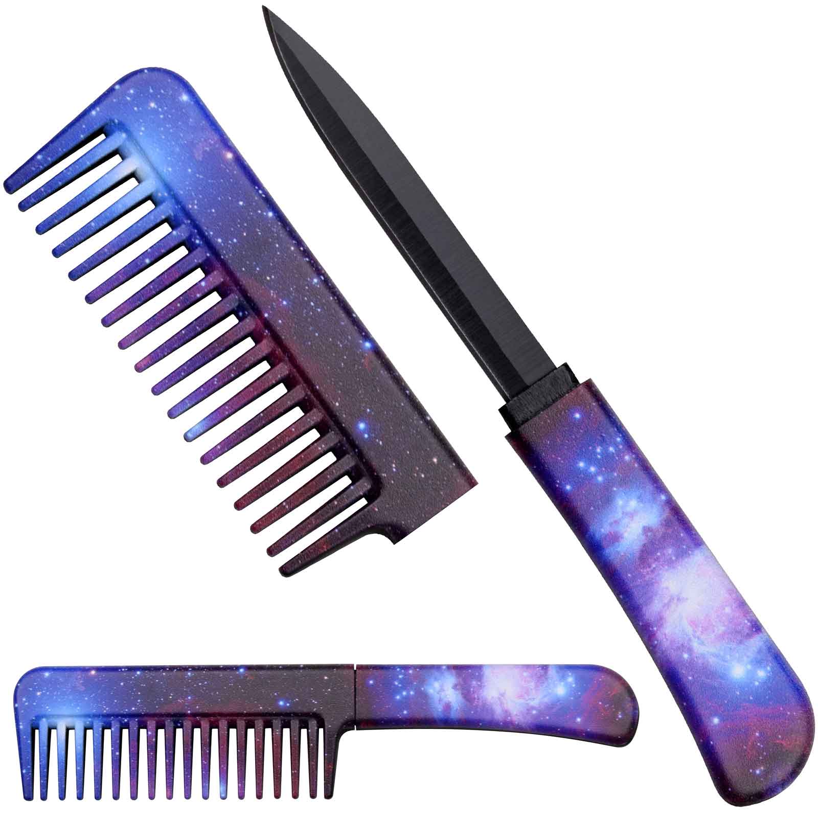 Self Defense Brush Comb With Hidden Knife - Galaxy Space Collectible Weapons - Tophatter Daily Deals