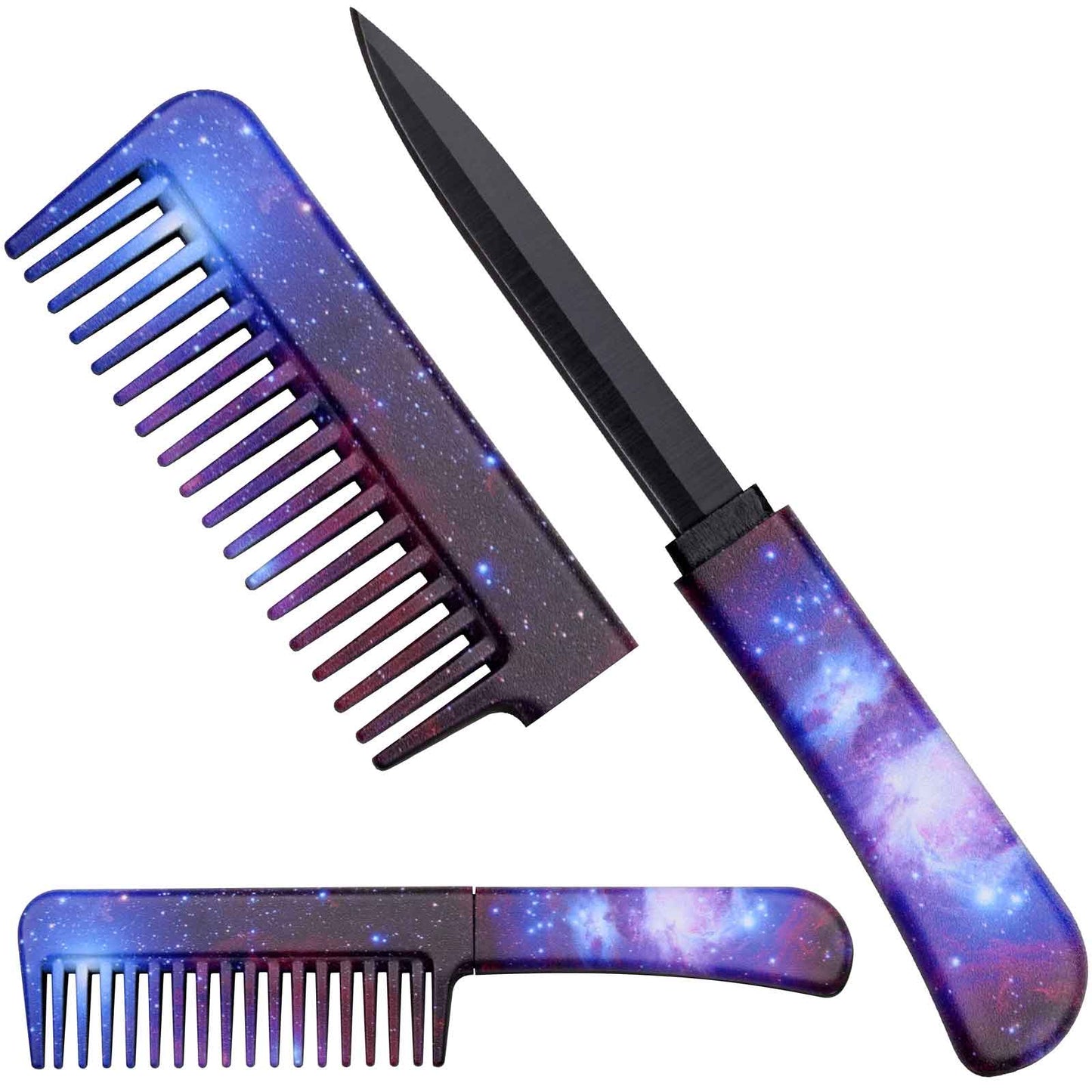Self Defense Brush Comb With Hidden Knife - Galaxy Space Collectible Weapons - Tophatter Daily Deals