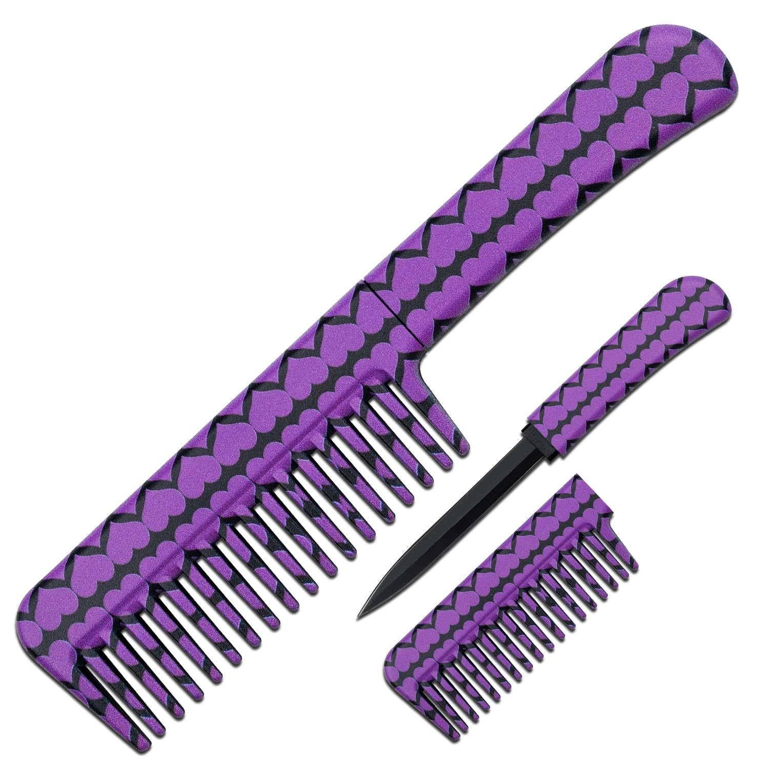 Self Defense Brush Comb With Hidden Knife - Purple Heart - TOPHATTER'S ARMORY DEALS Collectible Weapons - Tophatter Daily Deals
