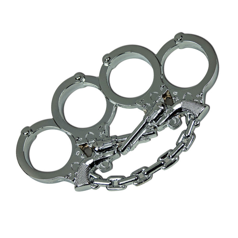 Silver Revolver Design Knuckle Duster - Tophatter's Guns'N'Weapons Store Collectible Weapons - Tophatter Daily Deals
