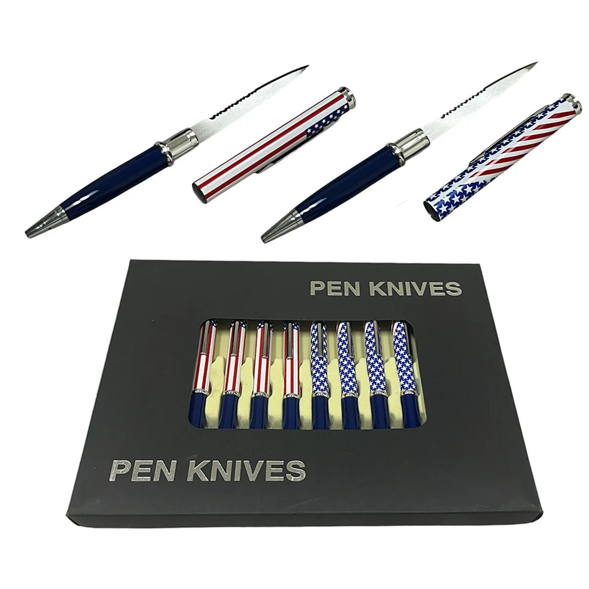 12 Pcs American Flag Letter Opener Pen Knife Set 2 Assorted Designs - TOPHATTER'S ARMORY DEALS Collectible Weapons - Tophatter Daily Deals
