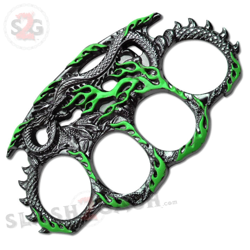 Enter the Dragon Flames Knuckles Fantasy Paperweight - Green Belt Buckle - Tophatter Daily Deals