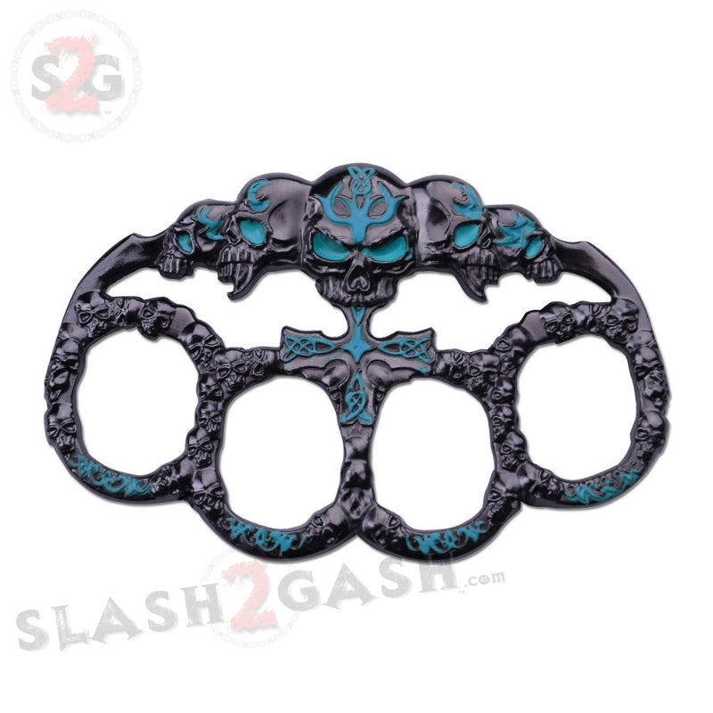 Demonic Skulls Belt Buckle Decorative Knucks Paperweight - Blue Belt Buckle - Tophatter Daily Deals