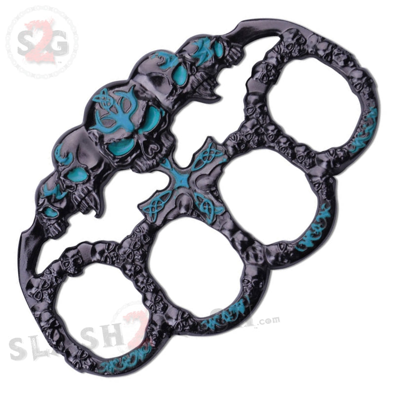 Demonic Skulls Belt Buckle Decorative Knucks Paperweight - Blue Belt Buckle - Tophatter Daily Deals