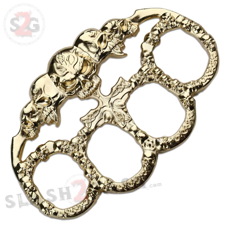 Demonic Skulls Belt Buckle Decorative Knucks Paperweight - Gold Belt Buckle - Tophatter Daily Deals