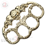 Demonic Skulls Belt Buckle Decorative Knucks Paperweight - Gold Belt Buckle - Tophatter Daily Deals