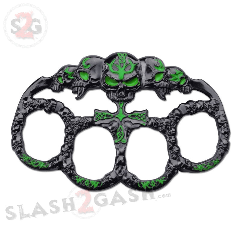 Demonic Skulls Belt Buckle Decorative Knucks Paperweight - Green Belt Buckle - Tophatter Daily Deals