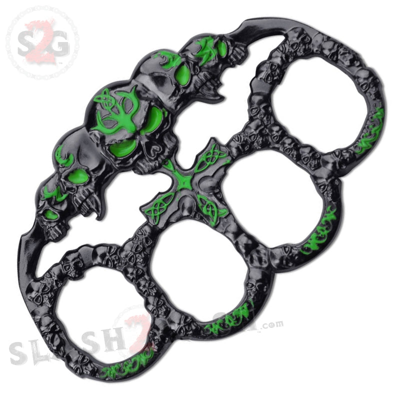 Demonic Skulls Belt Buckle Decorative Knucks Paperweight - Green Belt Buckle - Tophatter Daily Deals