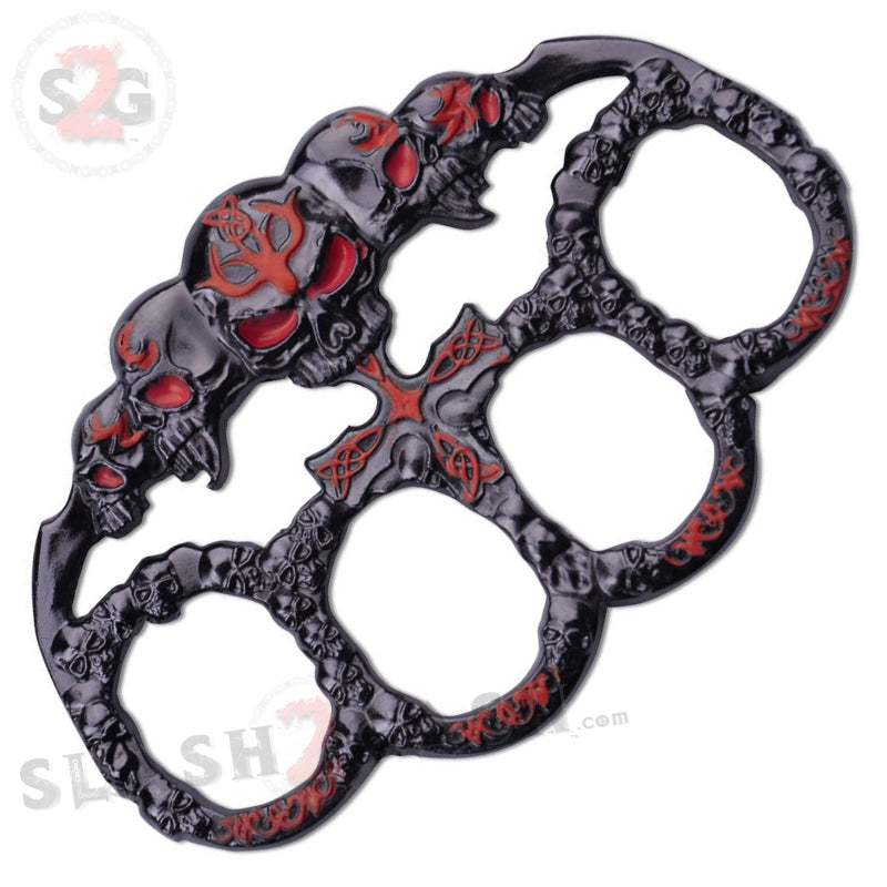 Demonic Skulls Belt Buckle Decorative Knucks Paperweight - Red Belt Buckle - Tophatter Daily Deals