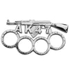 AK-47 Brass Knuckles Gun Themed Paperweight - Silver/Chrome Belt Buckle - Tophatter Daily Deals