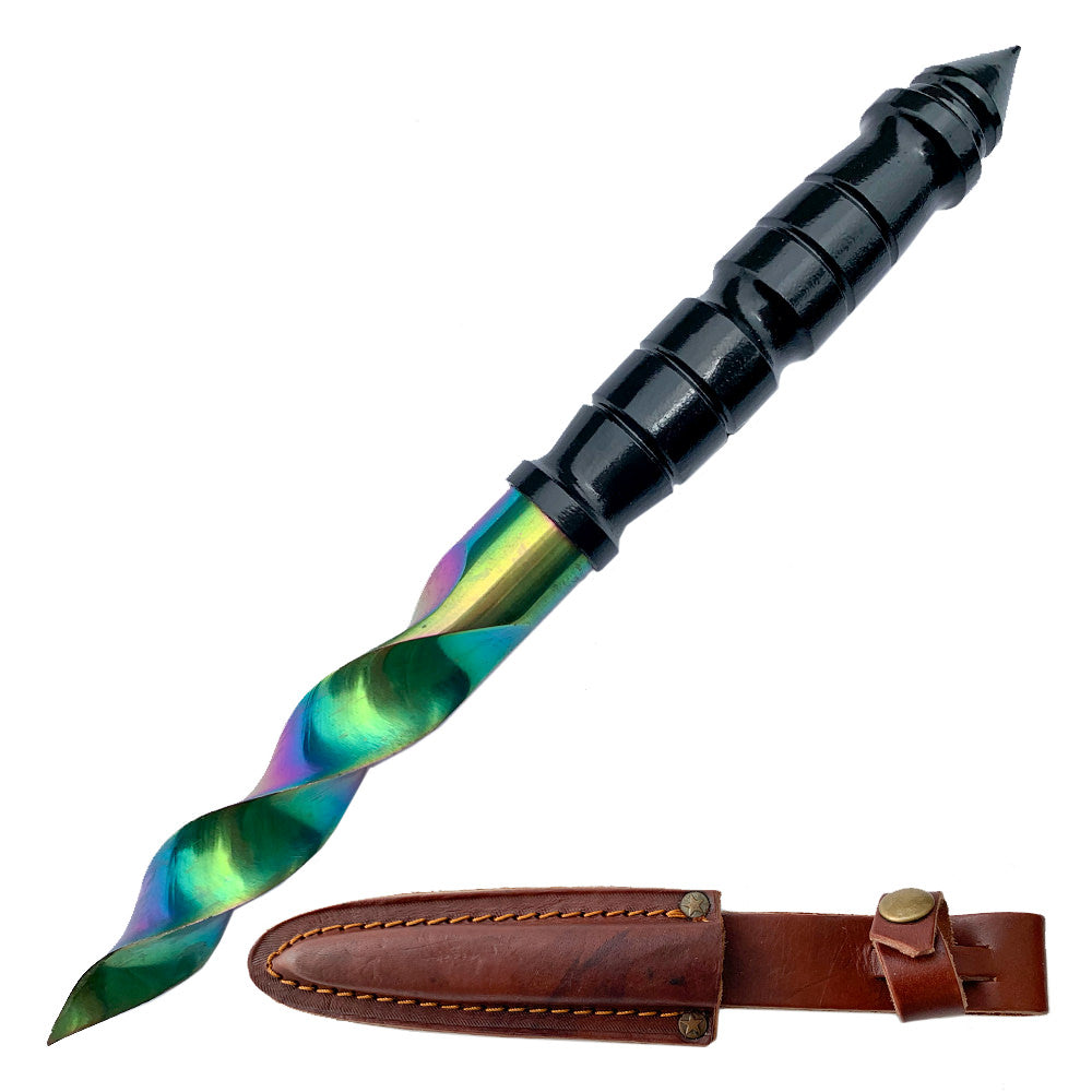 Handmade Rainbow Cyclone Tri-Edged Dagger Knife Hand Forged Kris Blade - TOPHATTER'S ARMORY DEALS Collectible Weapons - Tophatter Daily Deals