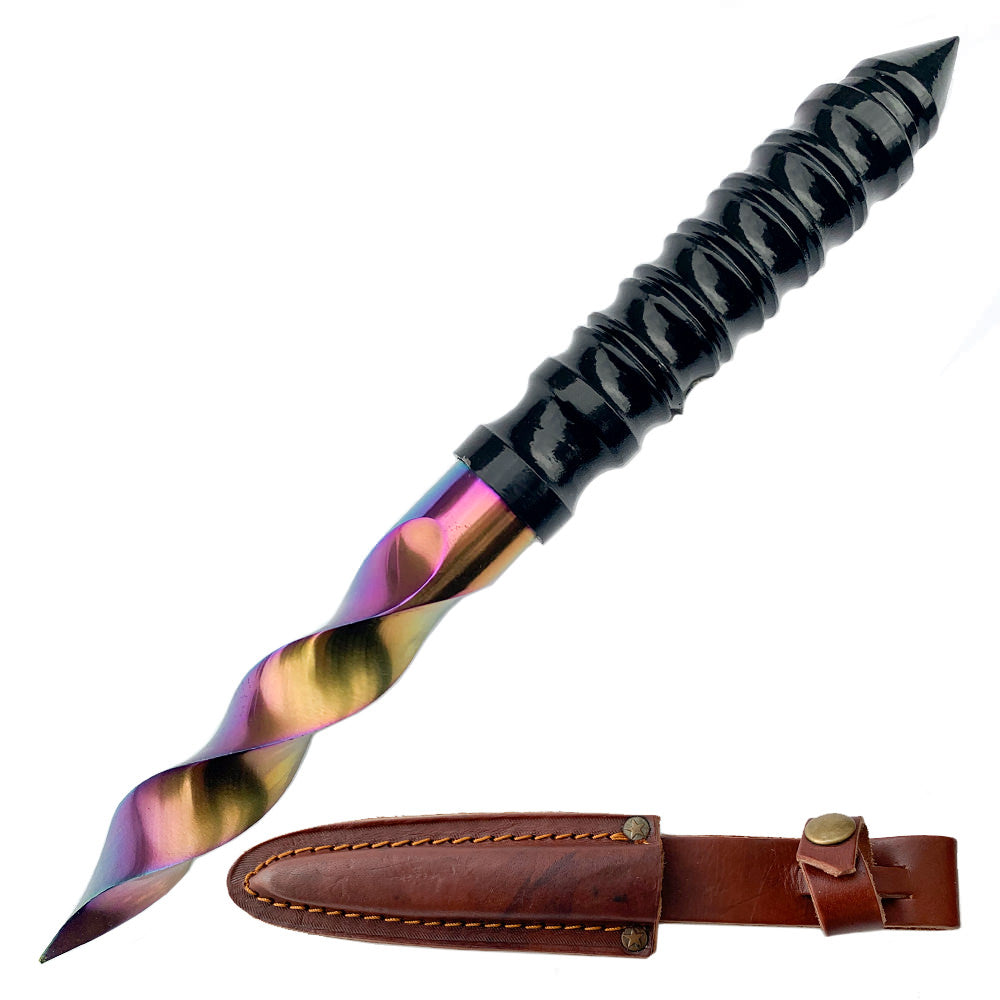 Handmade Cyclone Rainbow Tri-Edged Spiraling Dagger Knife - TOPHATTER'S ARMORY DEALS Collectible Weapons - Tophatter Daily Deals
