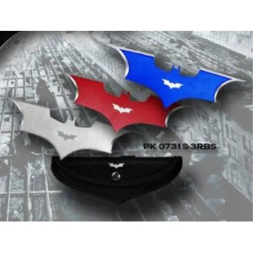 3 color Bat Thrower Set 3 pc. Batarang Throwing Knife With Case - Tophatter Daily Deals