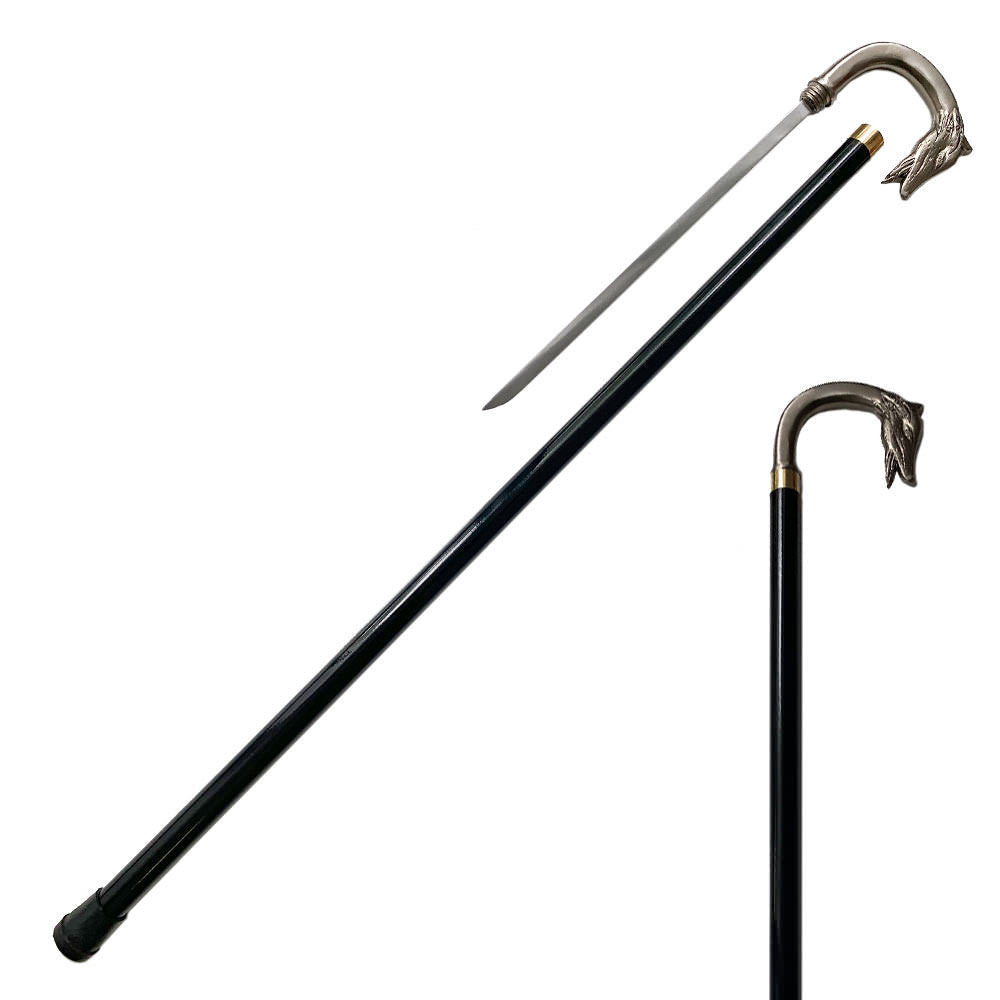 Gentleman Walking Cane Sword with Wolf Dog Head Handle - TOPHATTER'S ARMORY DEALS Collectible Weapons - Tophatter Daily Deals