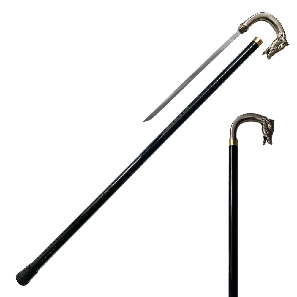 Gentleman Walking Cane Sword with Wolf Dog Head Handle - Tophatter's Guns'N'Weapons Store Collectible Weapons - Tophatter Daily Deals
