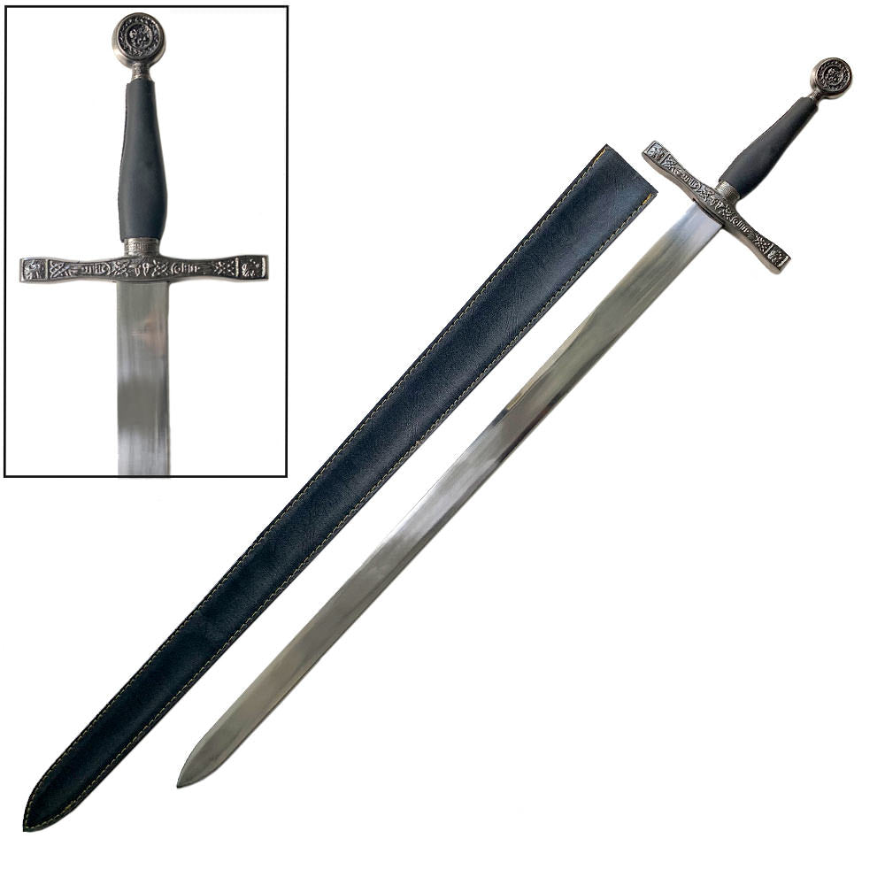 38 Inch Excalibur Sword With Leather Sheath Collectible Weapons - Tophatter Daily Deals