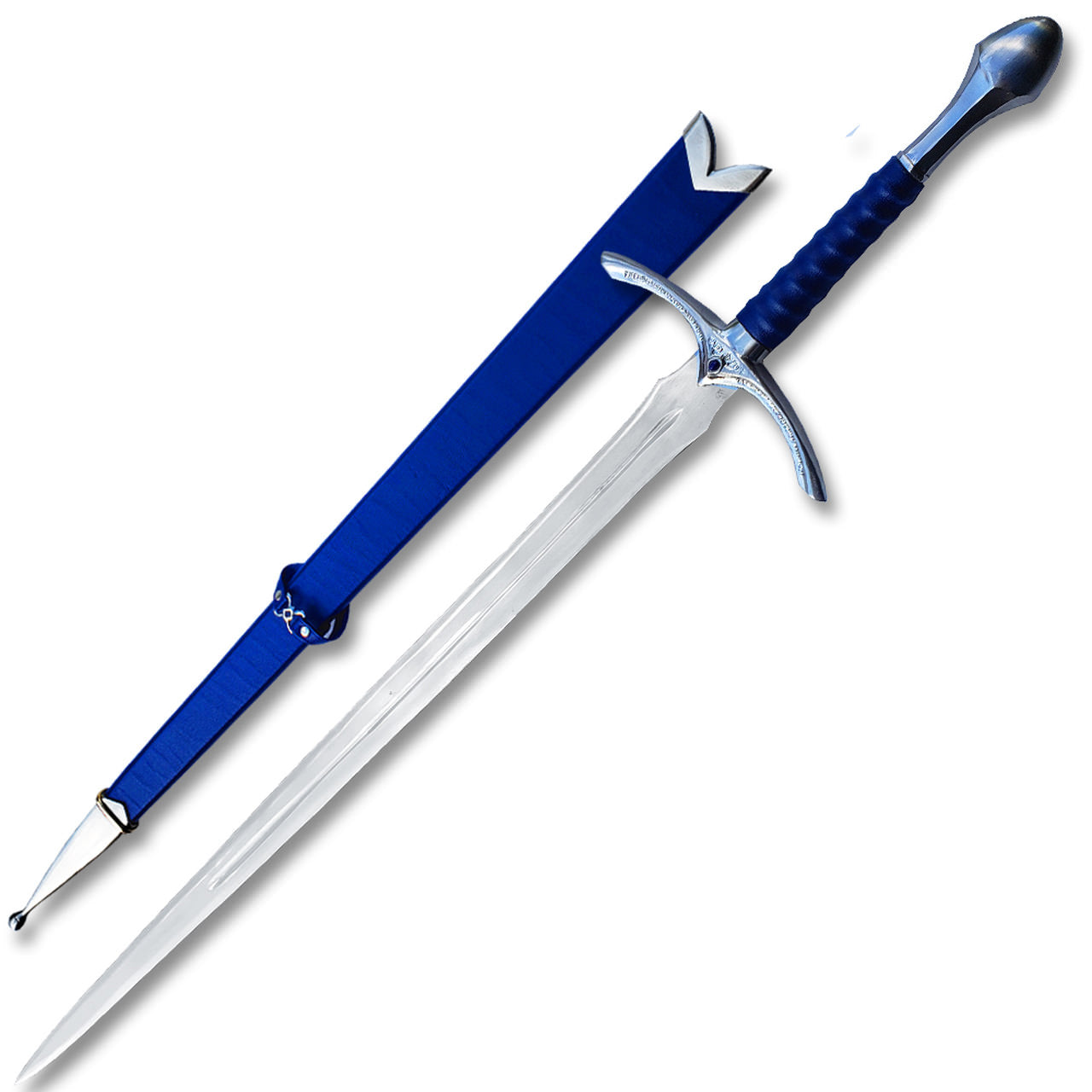 Fantasy Glamdring Replica Sword With Blue Leather Wood Scabbard - Tophatter's Guns'N'Weapons Store - FREE SHIPPING Collectible Weapons - Tophatter Daily Deals