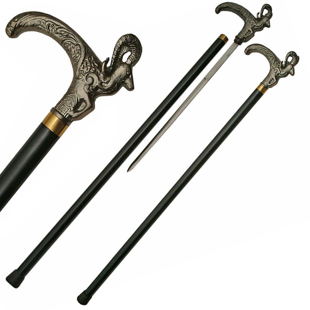 Rams Head Cane Sword - Tophatter's Guns'N'Weapons Store - FREE SHIPPING Collectible Weapons - Tophatter Daily Deals