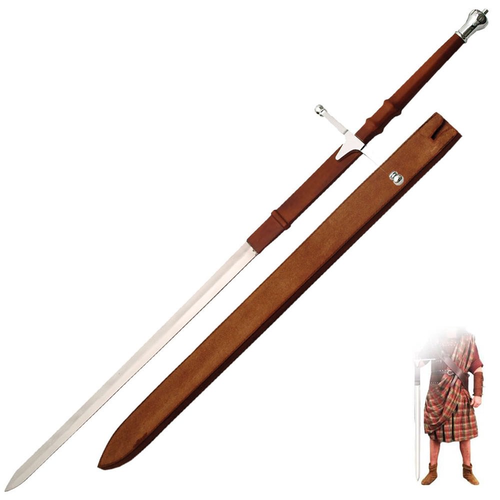 Silver William Wallace 54 Inch Long Two Handed Sword - Tophatter's Guns'N'Weapons Store - FREE SHIPPING Collectible Weapons - Tophatter Daily Deals