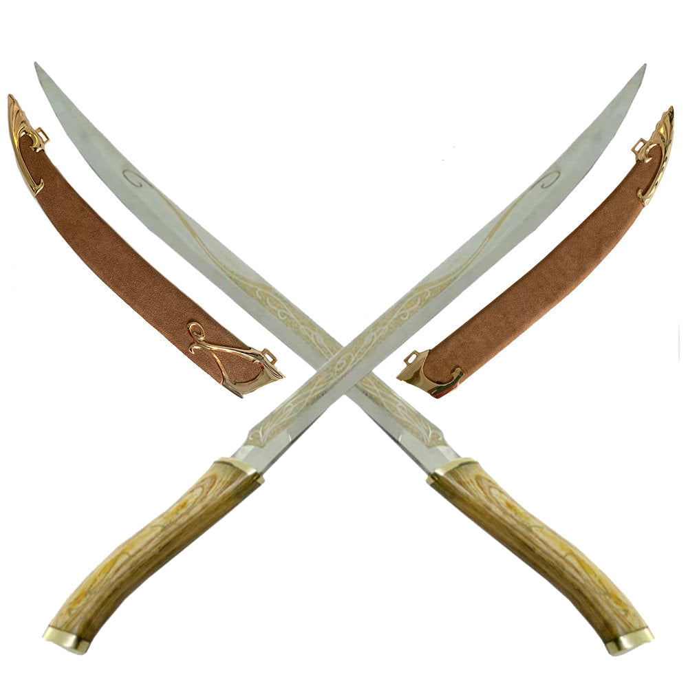 Medieval Double Fighting Short Sword Set With Scabbards - TOPHATTER'S ARMORY DEALS Collectible Weapons - Tophatter Daily Deals