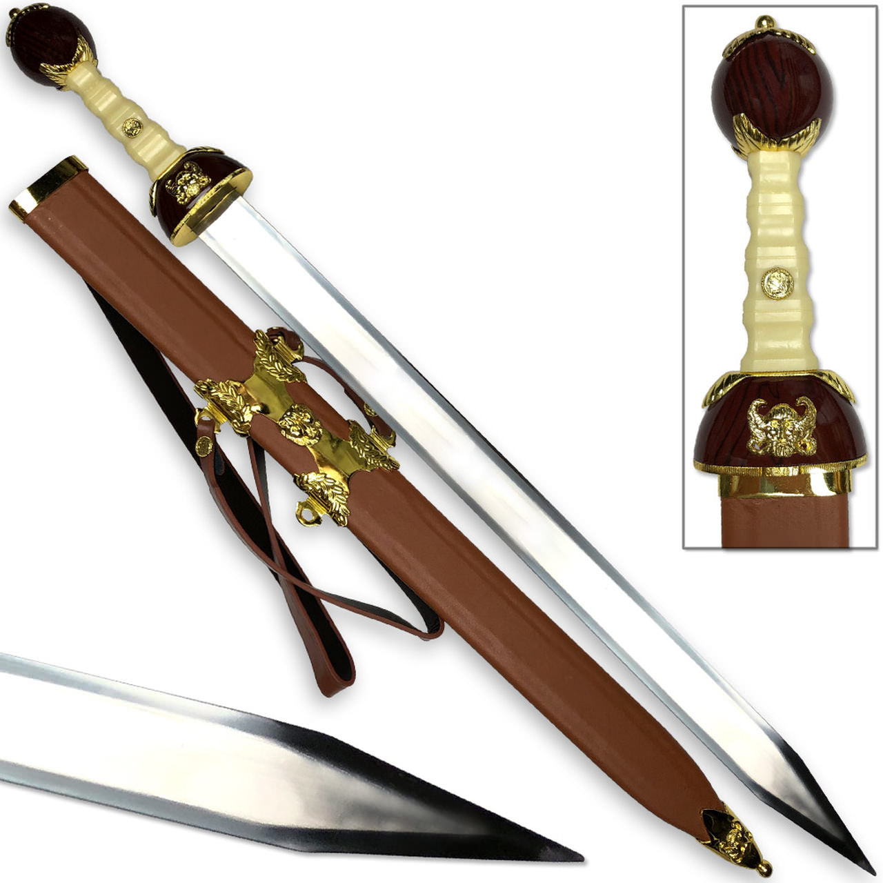 Maximus Roman Gladiator Sword Golden Medieval Gladius - TOPHATTER'S ARMORY DEALS Collectible Weapons - Tophatter Daily Deals