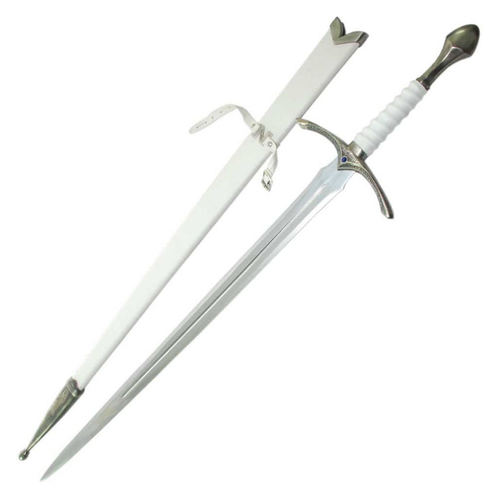 Fantasy Glamdring Replica Sword With White Leather Wood Scabbard Collectible Weapons - Tophatter Daily Deals