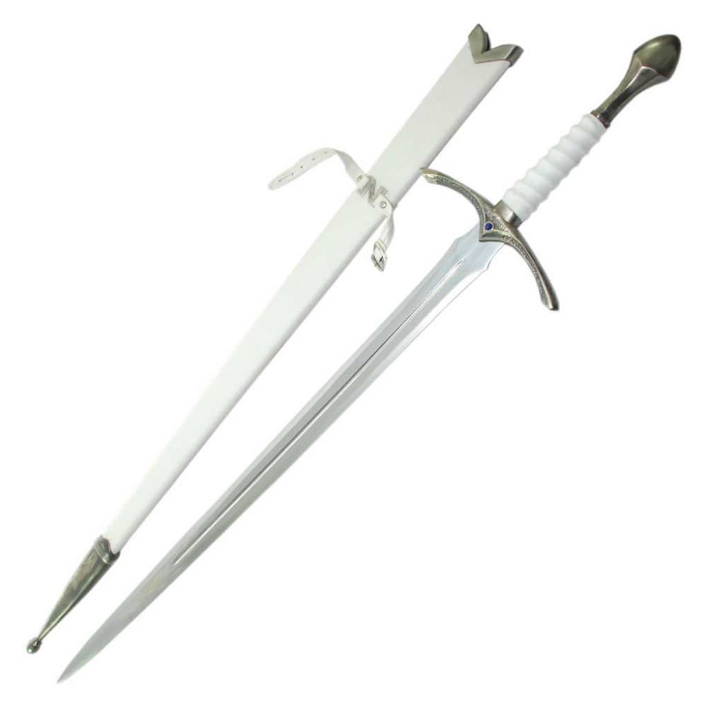 Fantasy Glamdring Replica Sword With White Leather Wood Scabbard - Tophatter's Inc. Weapons Store Online Collectible Weapons - Tophatter Daily Deals