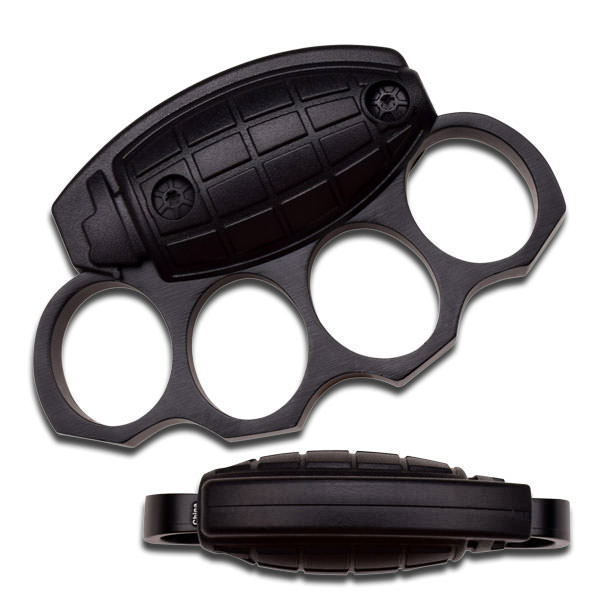 Grenade Style Black Handle Self Defense Knuckle - Tophatter's Guns'N'Weapons Store Collectible Weapons - Tophatter Daily Deals