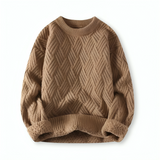 Warm Cozy Men's Cable Knit Sweater - Crewneck Wool Blend Brown - Tophatter Daily Deals