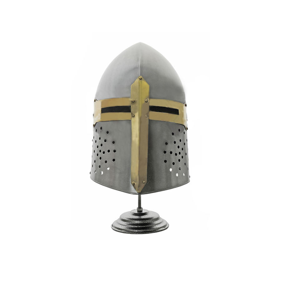 Decorative Knights Templar Sugar Loaf Helmet With Stand - Tophatter's Guns'N'Weapons Store - FREE SHIPPING Collectible Weapons - Tophatter Daily Deals