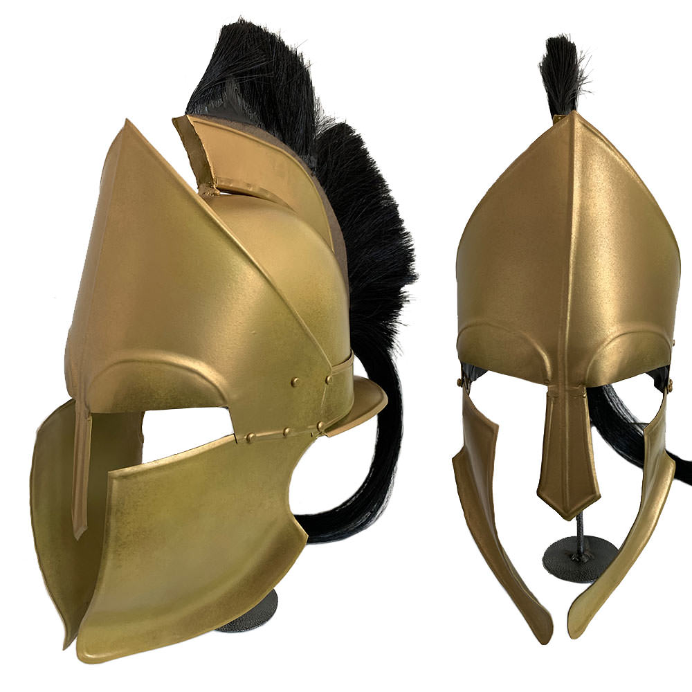 Decorative Greek Spartan Full Size Helmet With Stand - TOPHATTER'S ARMORY DEALS Collectible Weapons - Tophatter Daily Deals
