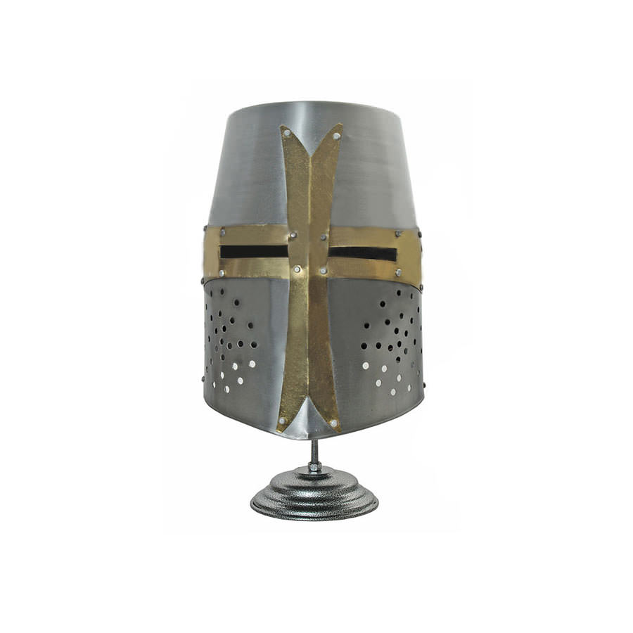 Decorative Barrel Helm Crusader Helmet With Stand - TOPHATTER'S ARMORY DEALS Collectible Weapons - Tophatter Daily Deals
