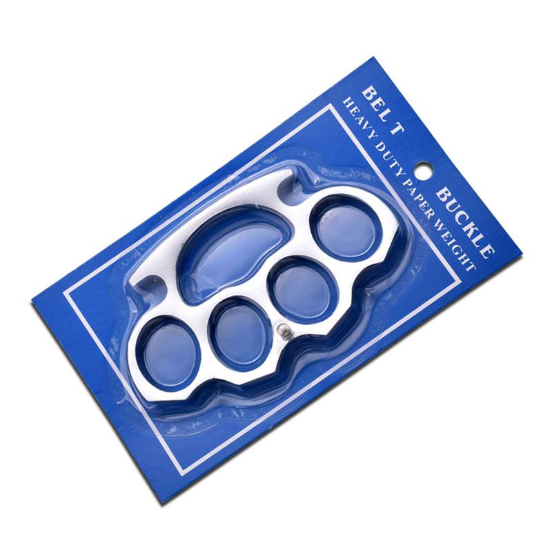 Self Defense Large Heavy Duty Silver Paperweight Brass Knuckle Belt Buckle Collectible Weapons - Tophatter Daily Deals