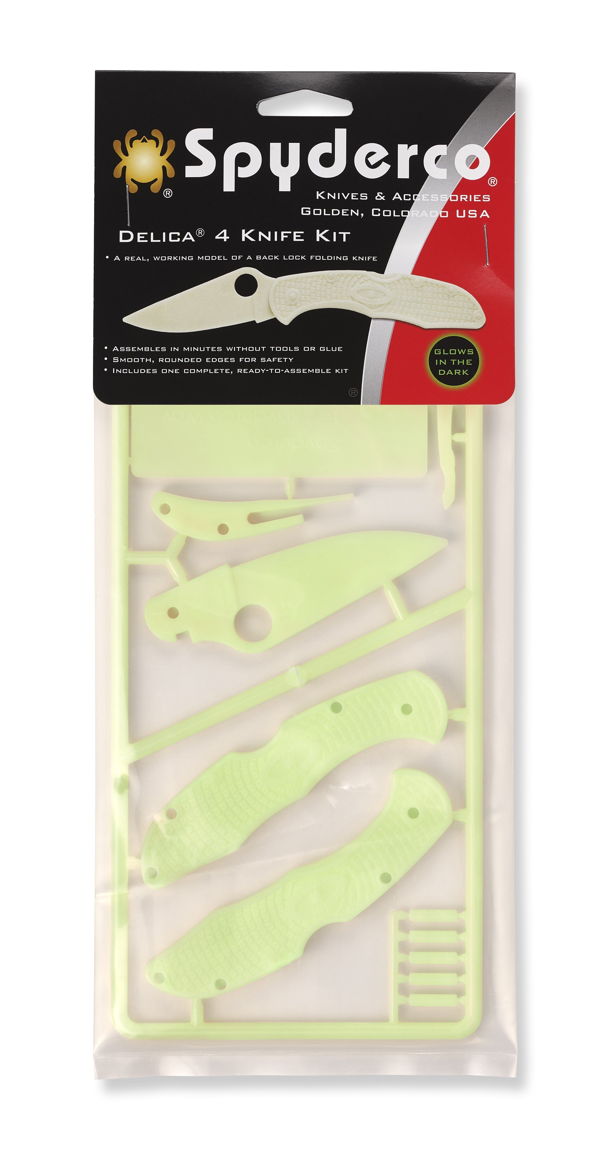 Spyderco Delica 4 Glow in the Dark Plastic Folding Knife Kit - PLKIT1 Knives - Tophatter Daily Deals