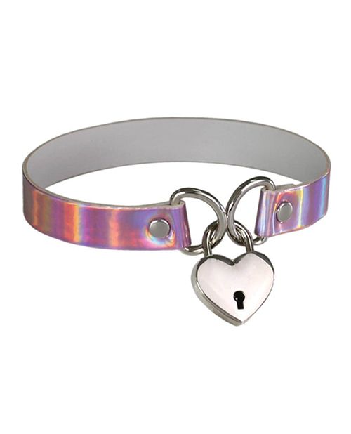 Plesur Heart Lock Collar - Holographic Pink - Tophatter Daily Deals