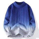 Soft Classic Men's Gradient Knit Sweater - Crewneck Wool Blue - Tophatter Daily Deals