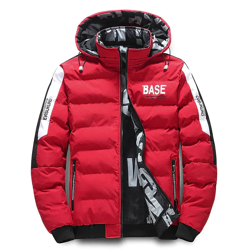 Insulating Men's Down Jacket - Boxy Puffer For Winter Red - Tophatter Daily Deals