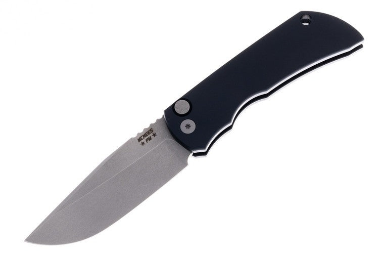 McNees Custom Knives MAC 2 3.5 Auto - Black Ano Handle - Matte Stonewashed Blade Knives - Tophatter Daily Deals