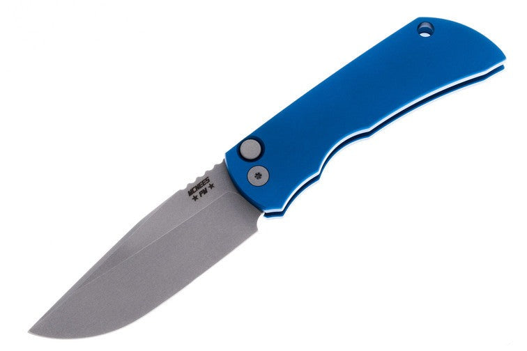 McNees Custom Knives MAC 2 3.5 Auto - Blue Ano Handle - Matte Stonewashed Blade Knives - Tophatter Daily Deals