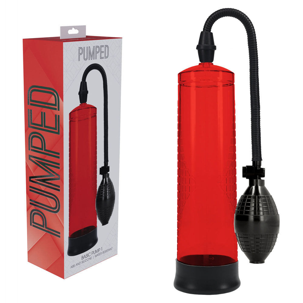Pumped Basic Pump 1 Red Penis Pump - 20cm x 6cm > Pumps > Penis Pumps - Tophatter Daily Deals