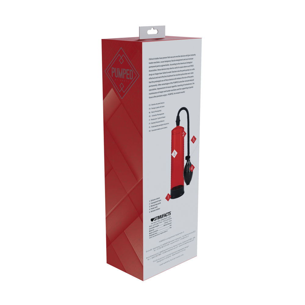 Pumped Basic Pump 1 Red Penis Pump - 20cm x 6cm > Pumps > Penis Pumps - Tophatter Daily Deals