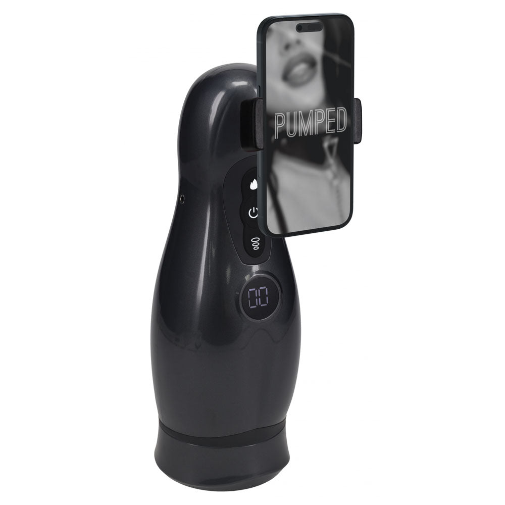 Pumped Virtuo (Gunmetal Grey/Clear) – USB Rechargeable Sucking Vibrating Masturbator > Sex Toys For Men > Masturbators > Vibrating - Tophatter Daily Deals