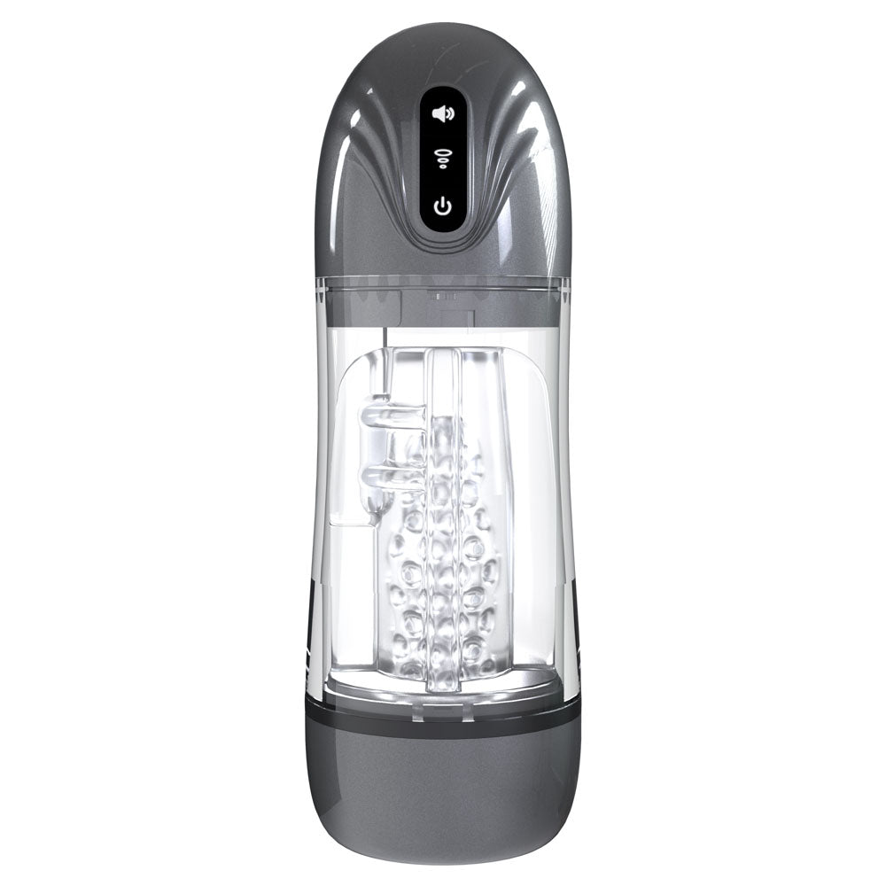 PUMPED SonicPull (Gunmetal Grey/Clear) – USB Rechargeable Sucking Vibrator Masturbator > Sex Toys For Men > Masturbators > Vibrating - Tophatter Daily Deals