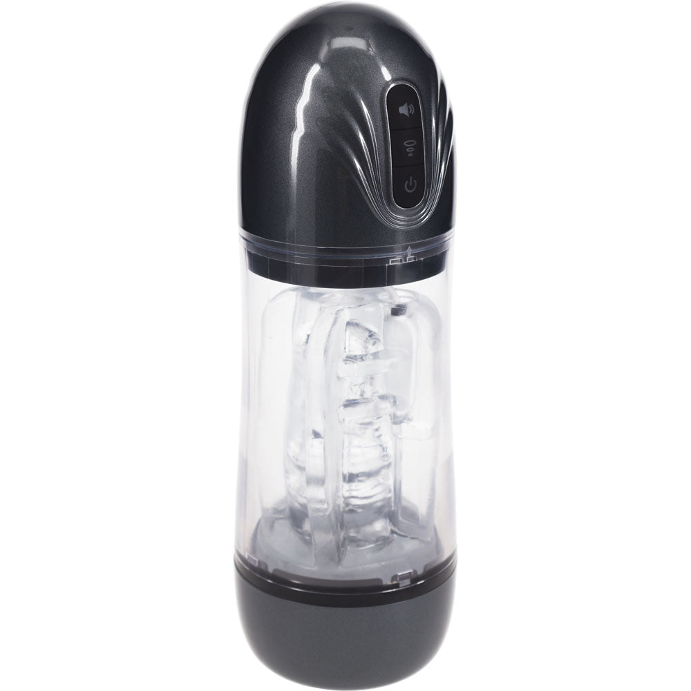 PUMPED SonicPull (Gunmetal Grey/Clear) – USB Rechargeable Sucking Vibrator Masturbator > Sex Toys For Men > Masturbators > Vibrating - Tophatter Daily Deals