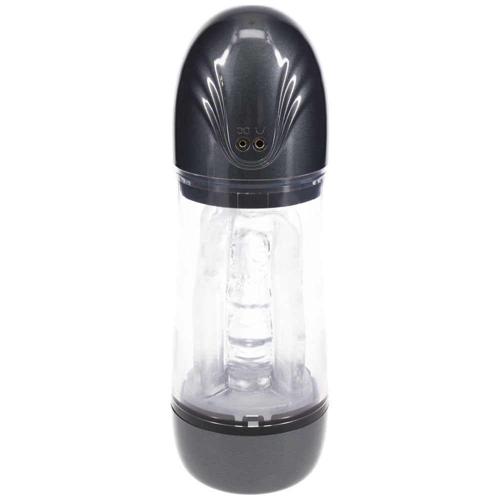 PUMPED SonicPull (Gunmetal Grey/Clear) – USB Rechargeable Sucking Vibrator Masturbator > Sex Toys For Men > Masturbators > Vibrating - Tophatter Daily Deals