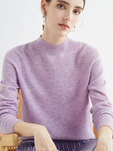 Soft Classic Women’s Pullover - Mock Neck, Wool, Work Purple - Tophatter Daily Deals