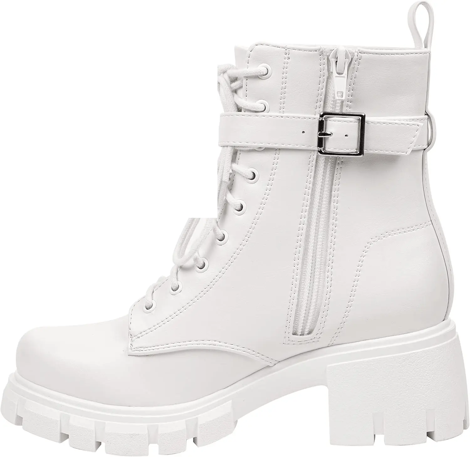 ~ POCKET ~ Platform Boots Chunky Block Heels Lug Sole Lace up round Toe Bootie Ankle Combat - Tophatter Daily Deals