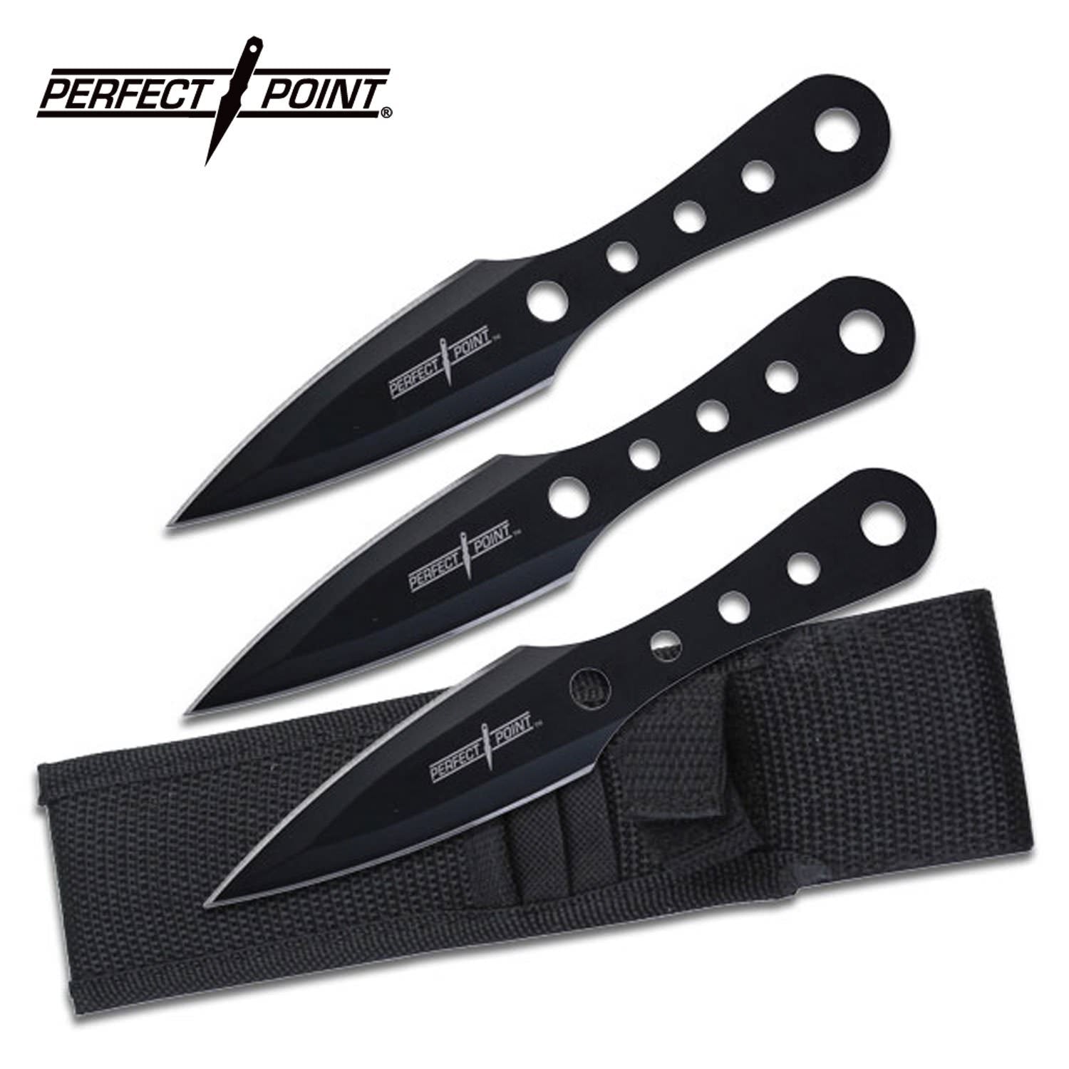 3pc Black Light Stainless Steel Throwing Knives Set 6" Overall - Tophatter's Guns'N'Weapons Store - FREE SHIPPING Collectible Weapons - Tophatter Daily Deals